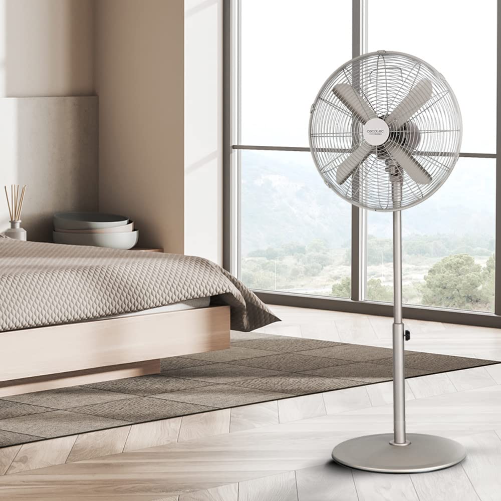 Cecotec pedestal fan EnergySilence 610 Steelstyle. 50W, steel finish, 16" diameter with 4 blades, 3 speeds, oscillation, height adjustable, maximum safety - 08234