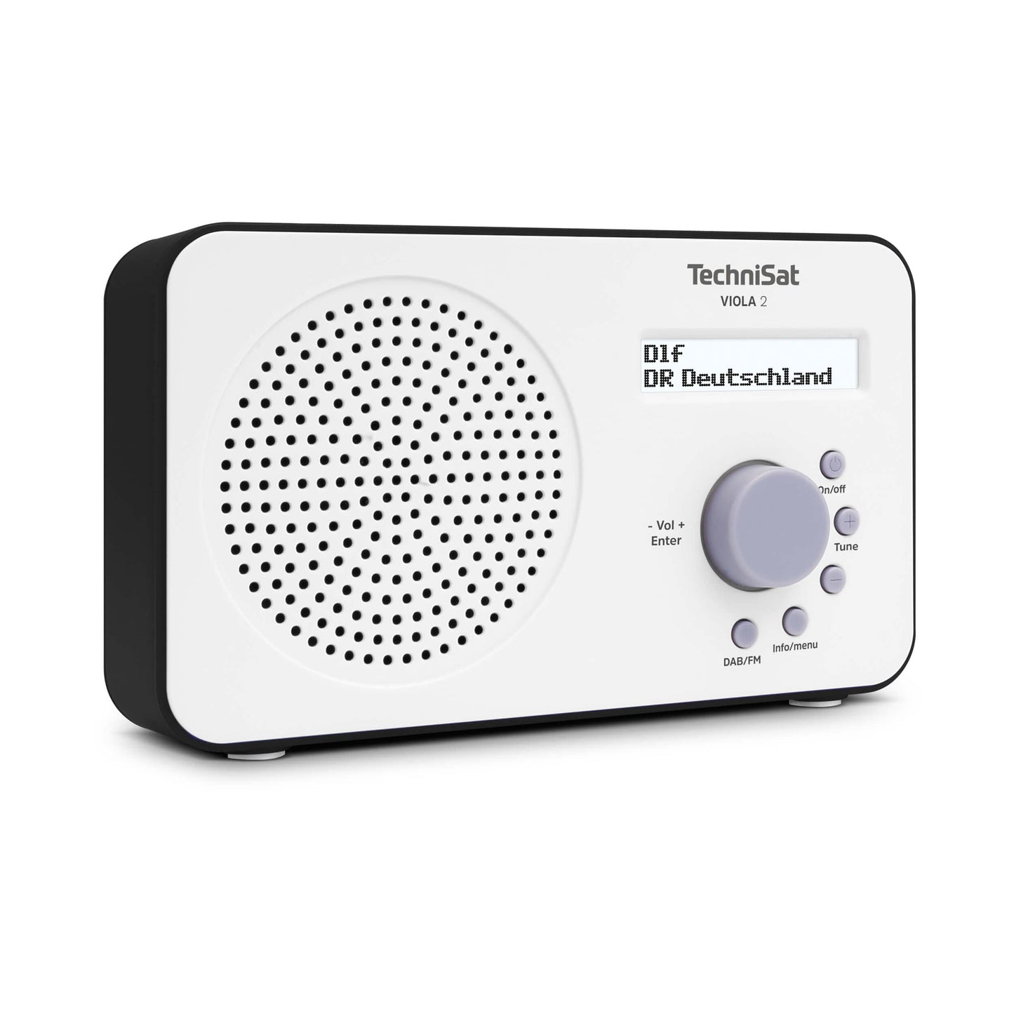 TechniSat Viola 2 - portable DAB radio (DAB+, FM, loudspeaker, headphone jack, two-line display, button control, small, 1 watt RMS) white/black - 0000/3906