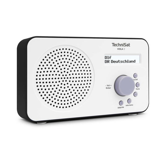 TechniSat Viola 2 - portable DAB radio (DAB+, FM, loudspeaker, headphone jack, two-line display, button control, small, 1 watt RMS) white/black - 0000/3906
