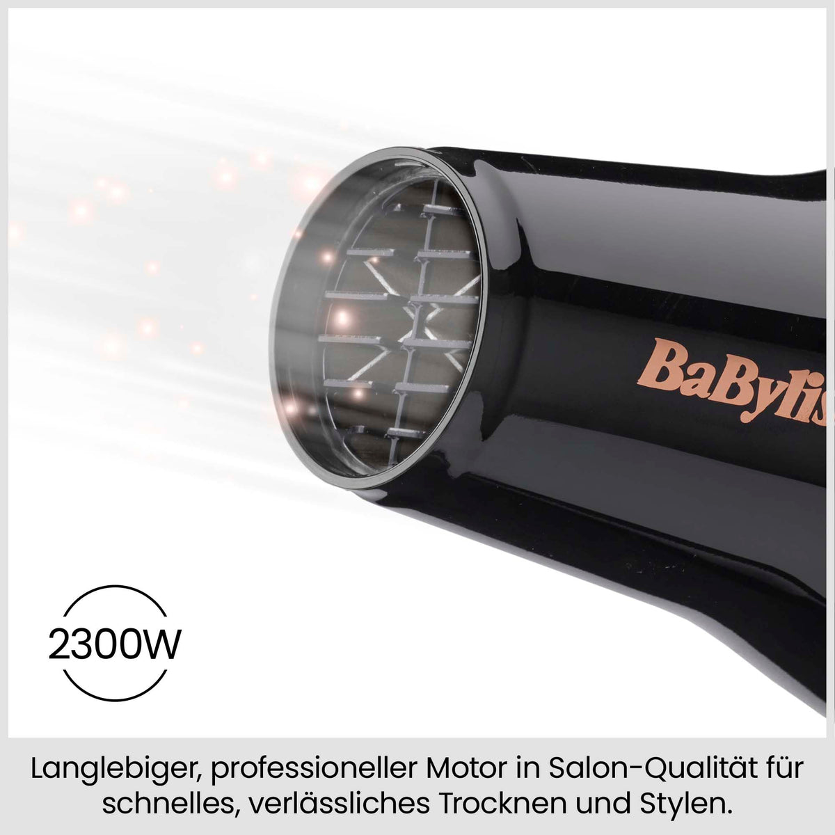 BaByliss Hair Dryer Pro Power – Powerful 2300W Hair Dryer, Professional Salon AC Motor, Anti-Frizz Ion Technology, 3 Heat Settings & 2 Speed Levels, Black, D5245E