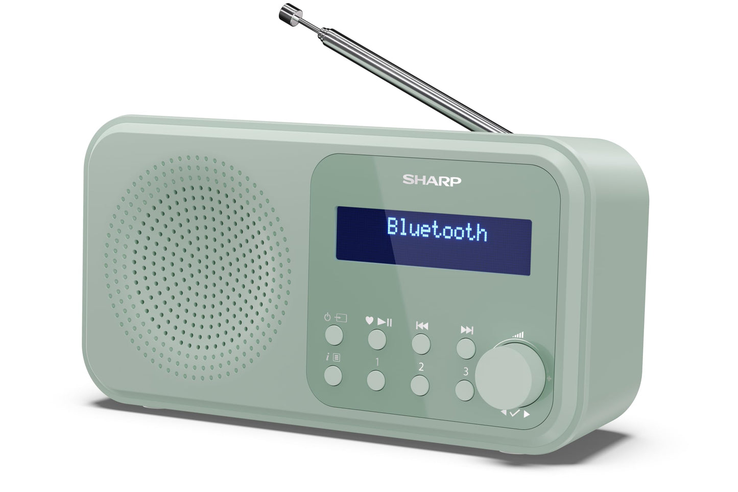 SHARP DR-P420(GN) Portable DAB+ radio with Bluetooth 5.0, DAB+/FM, USB or battery operation, dual alarm clock, 40 station presets, headphone jack - Tokyo digital radio Aquamarine Green