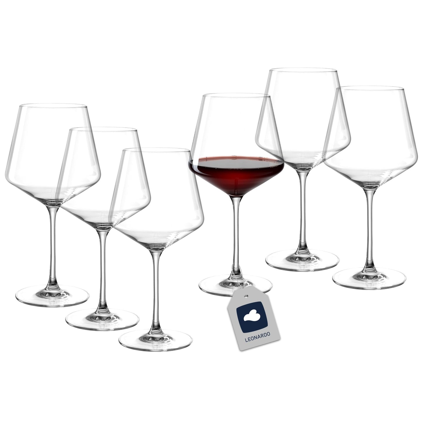LEONARDO HOME Burgundy glasses PUCCINI (set of 6) • Scratch-resistant red wine glasses (730 ml) • Dishwasher safe & durable • Timeless glasses for red wine • Modern design • Burgundy glass Puccini • 069555