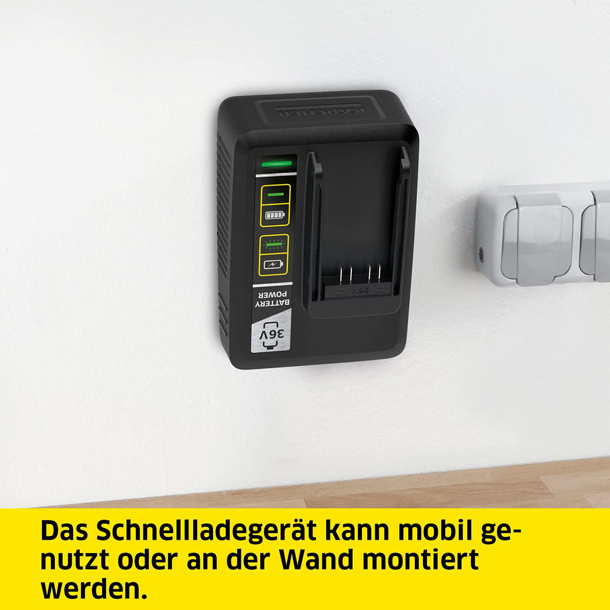 Kärcher 36 V Starter Kit 36/25, 36 V/2.5 Ah battery with fast charger, lithium-ion battery, charging time: fully charged in less than 1.5 hours, compatible with all devices in the 36 V Battery Power platform. - 2.445-064.0