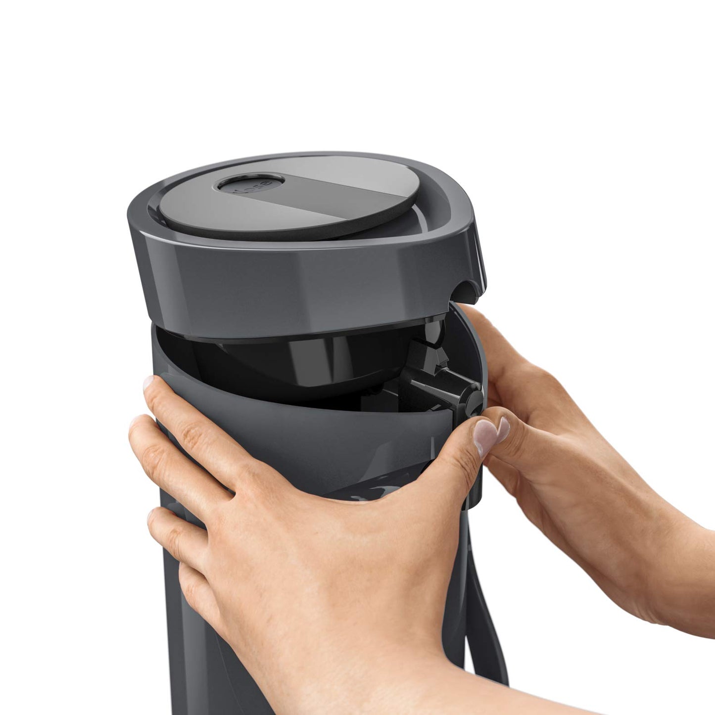 Emsa 515706 Ponza pump vacuum jug, thermos bottle, 1.9l filling volume, insulated cup, pressure lever, removable drip tray, anthracite