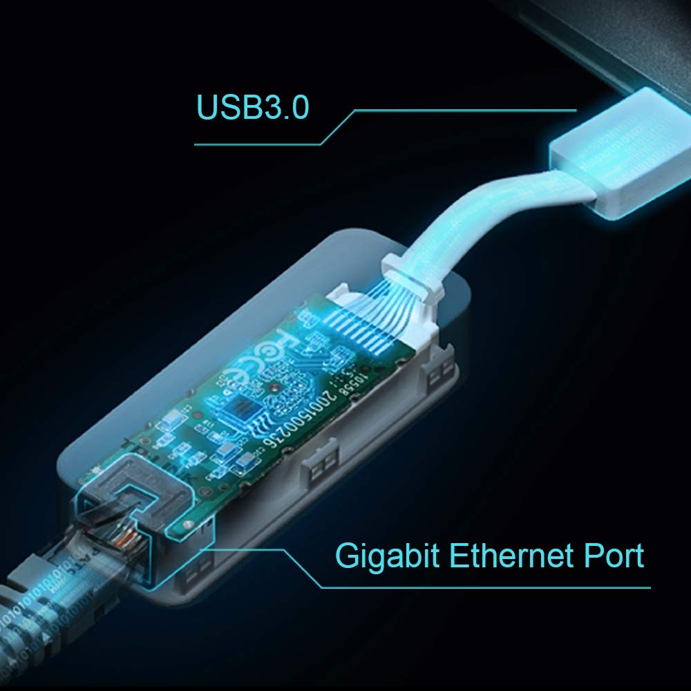 TP-Link UE300 USB to Ethernet Adapter, USB 3.0 to RJ45 1000Mbps Ethernet LAN Network Adapter, Plug and Play in Windows 11/10, Mac OS and Linux OS, Foldable and Portable Design, 1 Pack