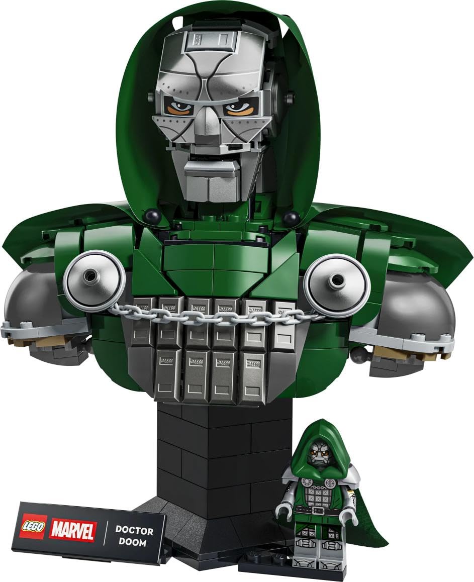 LEGO ǀ Marvel Doctor Doom Bust - Model Kit for Adults with Collectible Minifigure & Nameplate - DIY Room or Shelf Decor - Gift Idea for Movie Fans - 76345