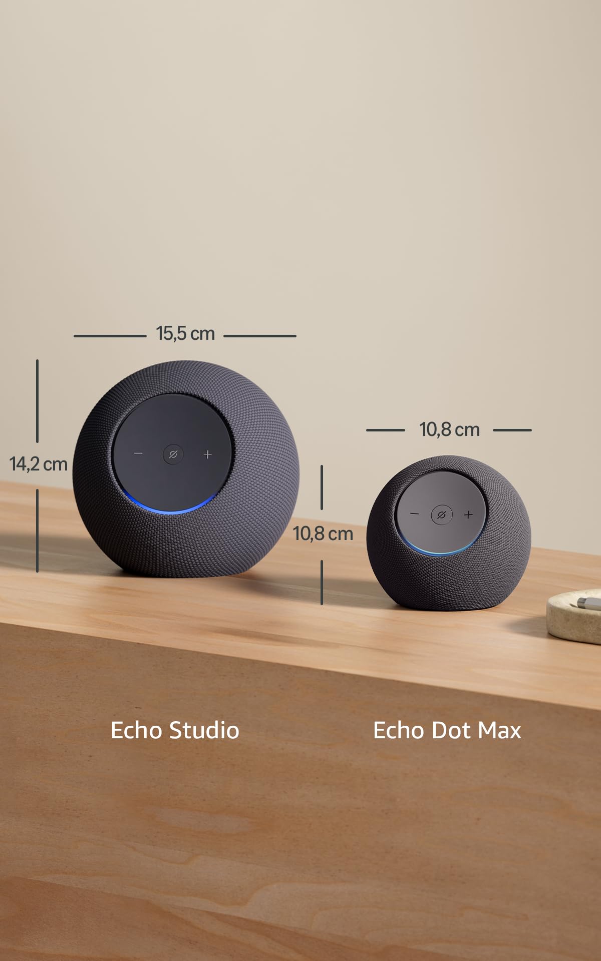 Amazon Echo Dot Max (latest generation), Alexa speaker with room-filling sound and integrated smart home hub, international version, graphite - MA49CA