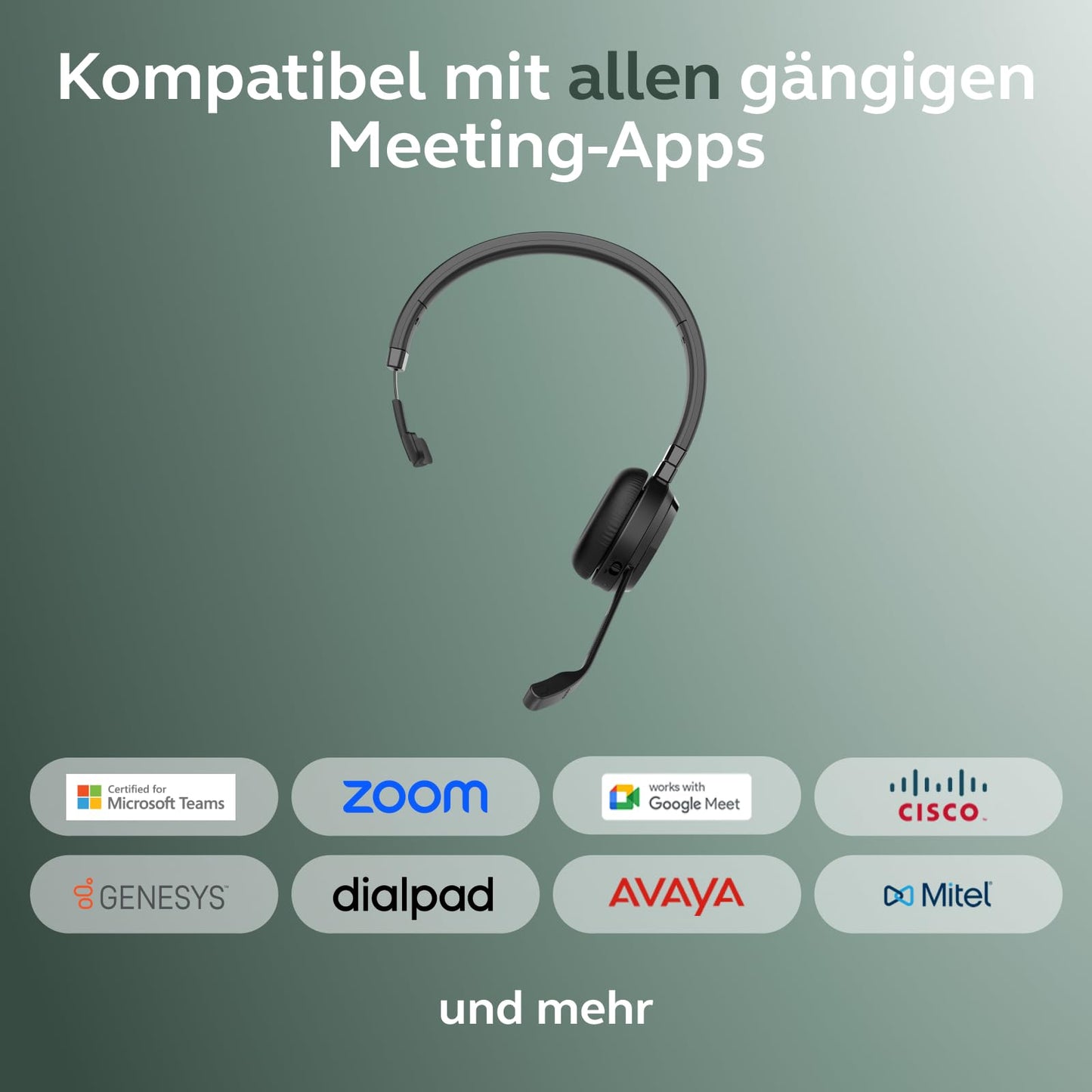 Jabra Evolve 65 TE (3rd Edition 2025) Wireless Bluetooth mono headset with microphone, connection for 2 devices, 16 hours of battery life, noise cancellation, USB-A adapter, MS Teams, black - 6693-833-309