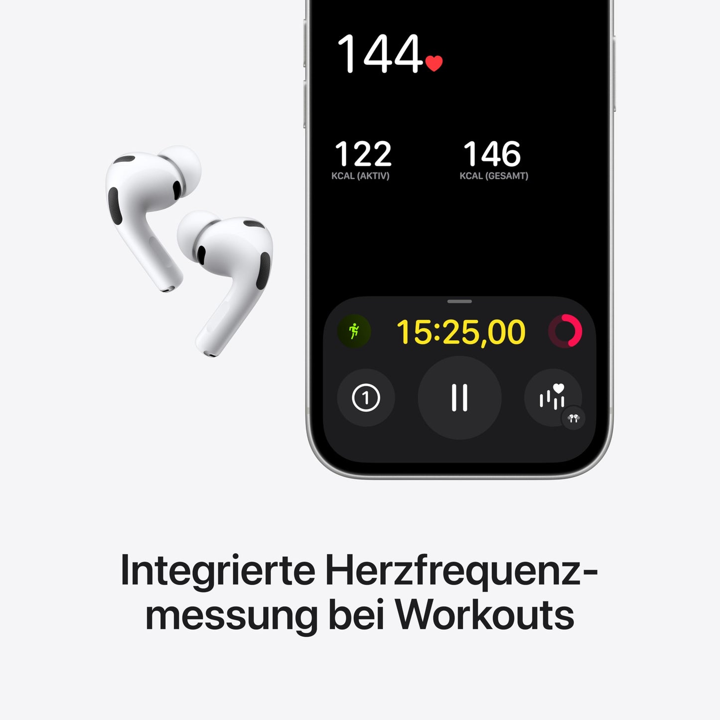 Apple AirPods Pro 3 wireless in-ear headphones, active noise cancellation, heart rate measurement, hearing aid function, Bluetooth headphones, 3D audio, Hi-Fi sound, charging via USB-C - MFHP4ZM/A