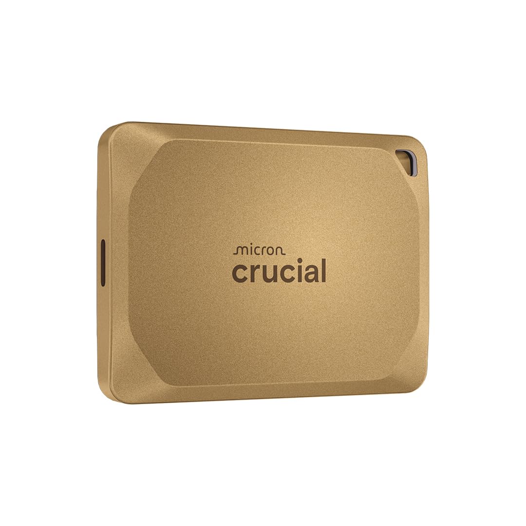 Crucial X10 Pro 2TB External SSD, up to 2,100MB/s read and 2,000MB/s write speeds, Portable Solid State Drive, water and dust resistant IP55, USB-C 3.2, Gold - CT2000X10PROSSD9D02