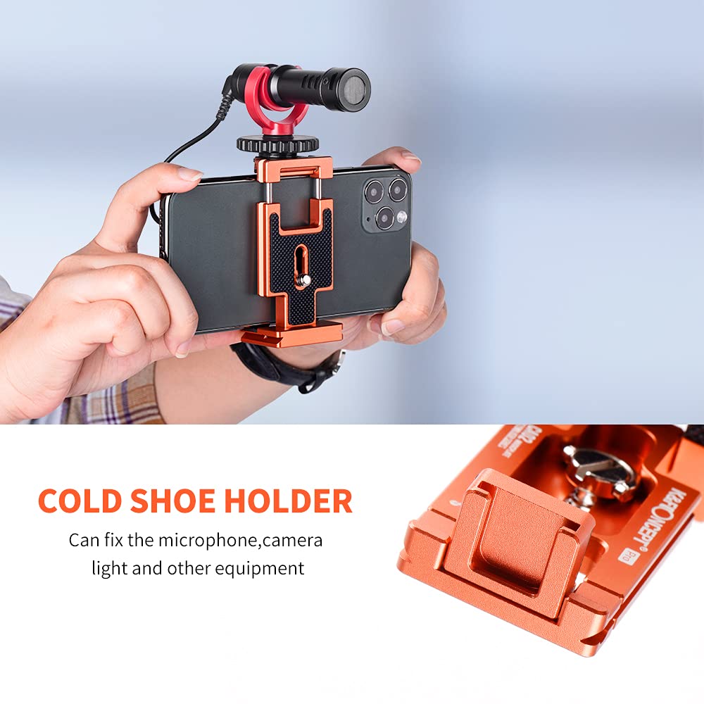 K&F Concept CA02 Aluminum Multi Quick Release Plate, 2 in 1 Professional Camera Quick Release Plate, for Tripod, Camera, Cell Phone, Orange