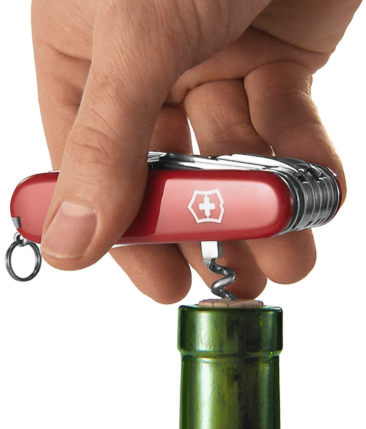 Victorinox Swiss pocket knife Huntsman, multitool, Swiss Army knife with 15 functions, blade, corkscrew, can opener, folding box, white - 1.3713.7