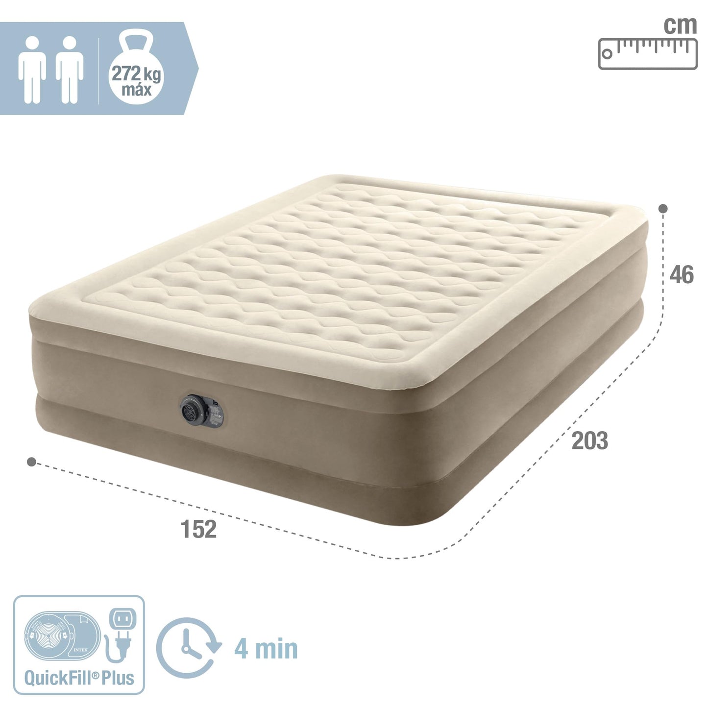 Intex Queen Ultra Plush Air Bed with Fiber-Tech RP Inflated Size: 152cm x 203cm x 46cm (64428ND)