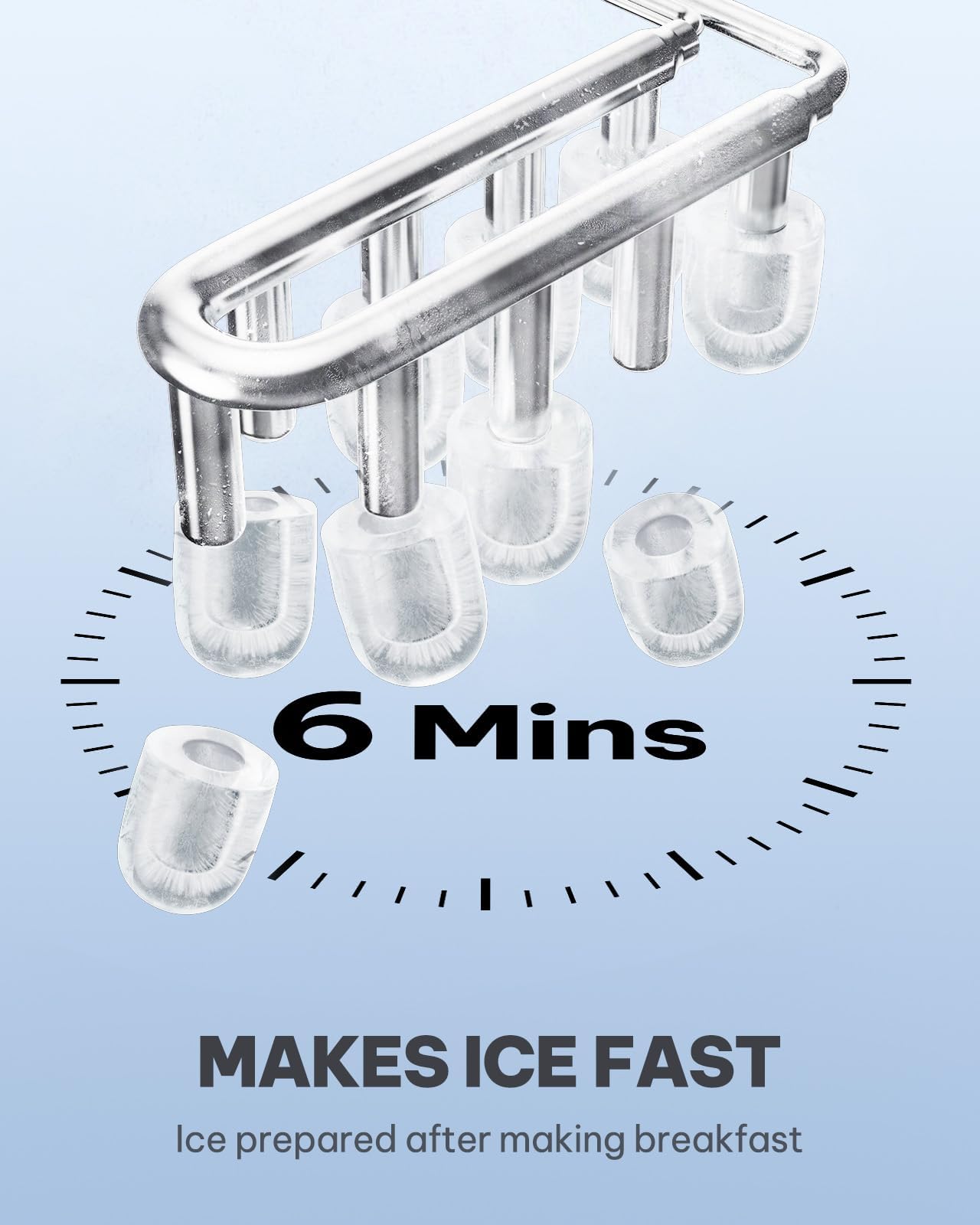 Silonn Ice Cube Machine with Handle Ice Cube Basket - Portable & Self-Cleaning, Mini Ice Maker 9 Ice Cubes/6 Min. 12 KG/Day, Simply Remove Ice Cubes and Use Anywhere - 21B3