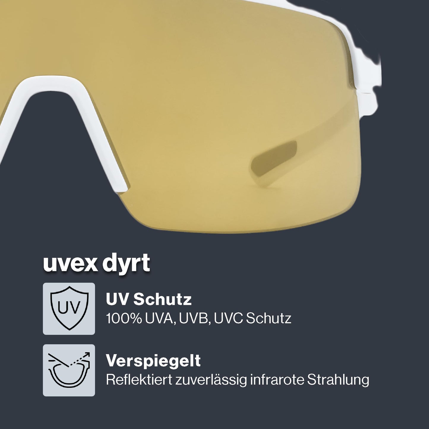 Uvex dyrt sports glasses, white matt/gold mirror, one size - S533095