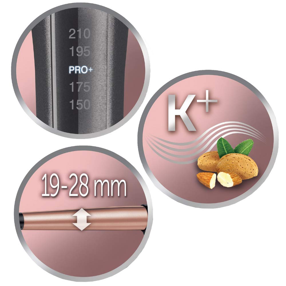 Remington Curling Wand [conical 19-28mm] Keratin Protect (high-quality ceramic coating with almond oil) - Digital display up to 210°C, natural curls, spiral curls & beach waves, CI83V6 - 45607560100