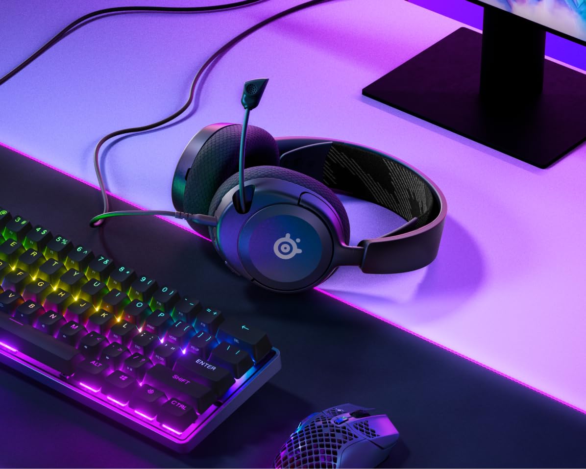 SteelSeries Arctis Nova 1 - Multi-System Gaming Headset - Hi-Fi Drivers - 360° Surround Sound - AirWeave Memory Foam Ear Pads - Noise Canceling Microphone - PC, PS5, Xbox - Black - 61606