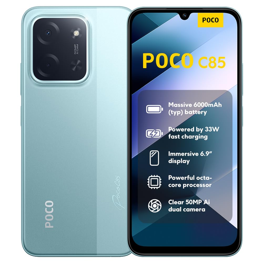 XIAOMI Poco C85, smartphone 8+256GB, mobile phone with Android, 6.9" 120Hz display 7.99mm design, MediaTek Helio G81-Ultra Octa-Core, 50MP AI dual camera, 6000mAh, green