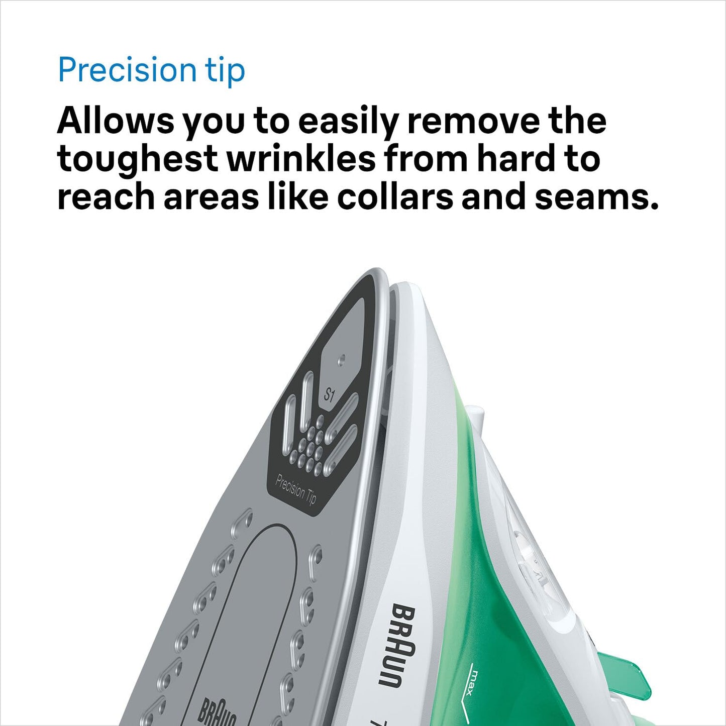 Braun TexStyle 1 steam iron SI 1040GR - iron with SuperCeramic soleplate, vertical steam, 2000 watts, green - SI1040GR