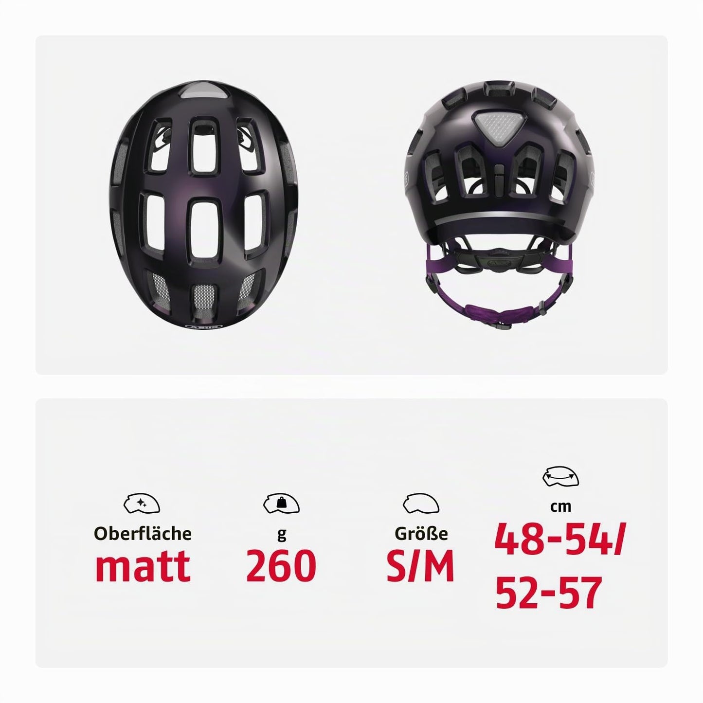ABUS 40166 bicycle helmet, black/purple (violet), S (48-54 cm)