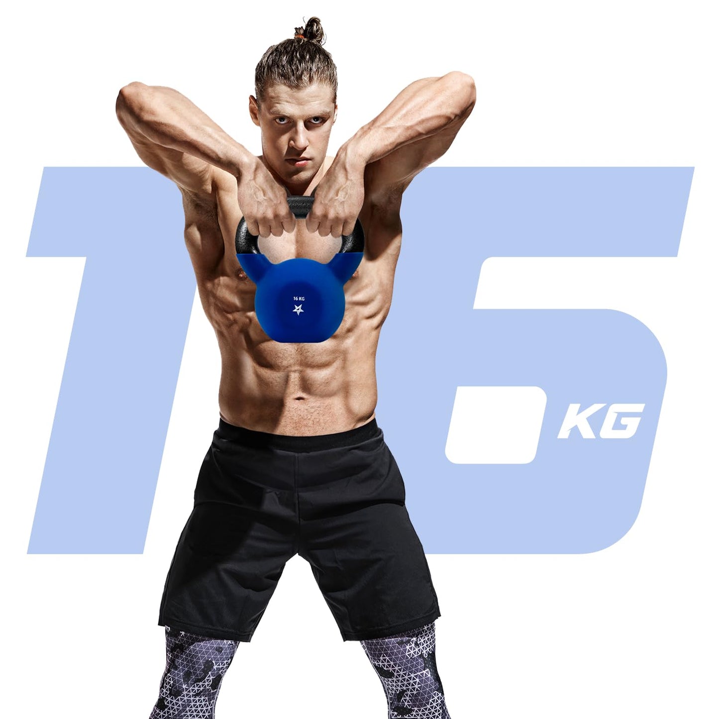 Yes4All WEAW Neoprene Coated Kettlebell, Strength Training Kettlebells - 16KG Dark Blue