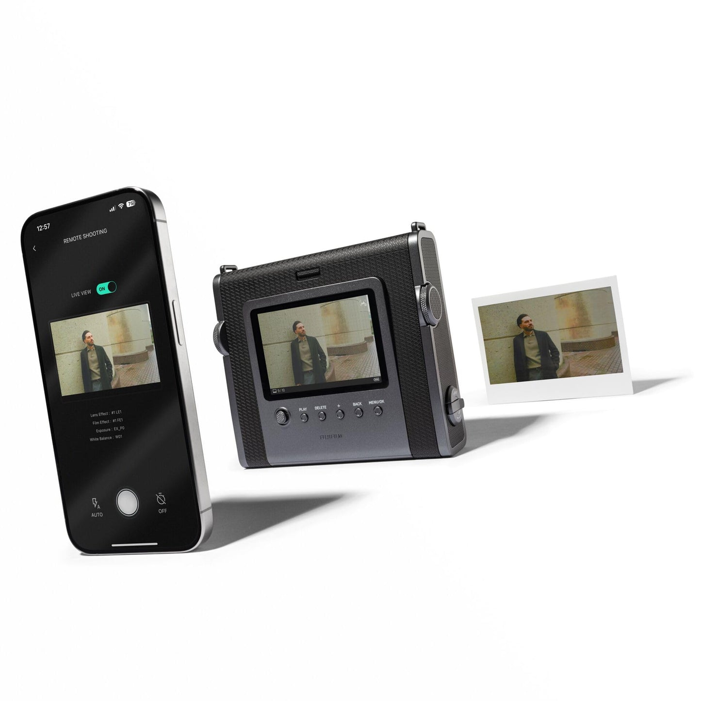 FUJIFILM instax Wide Evo™ hybrid instant camera with display for large images | Selfie mirror, wide angle & 100 creative effect combinations | with smartphone printer function via Bluetooth | Black - EVO,