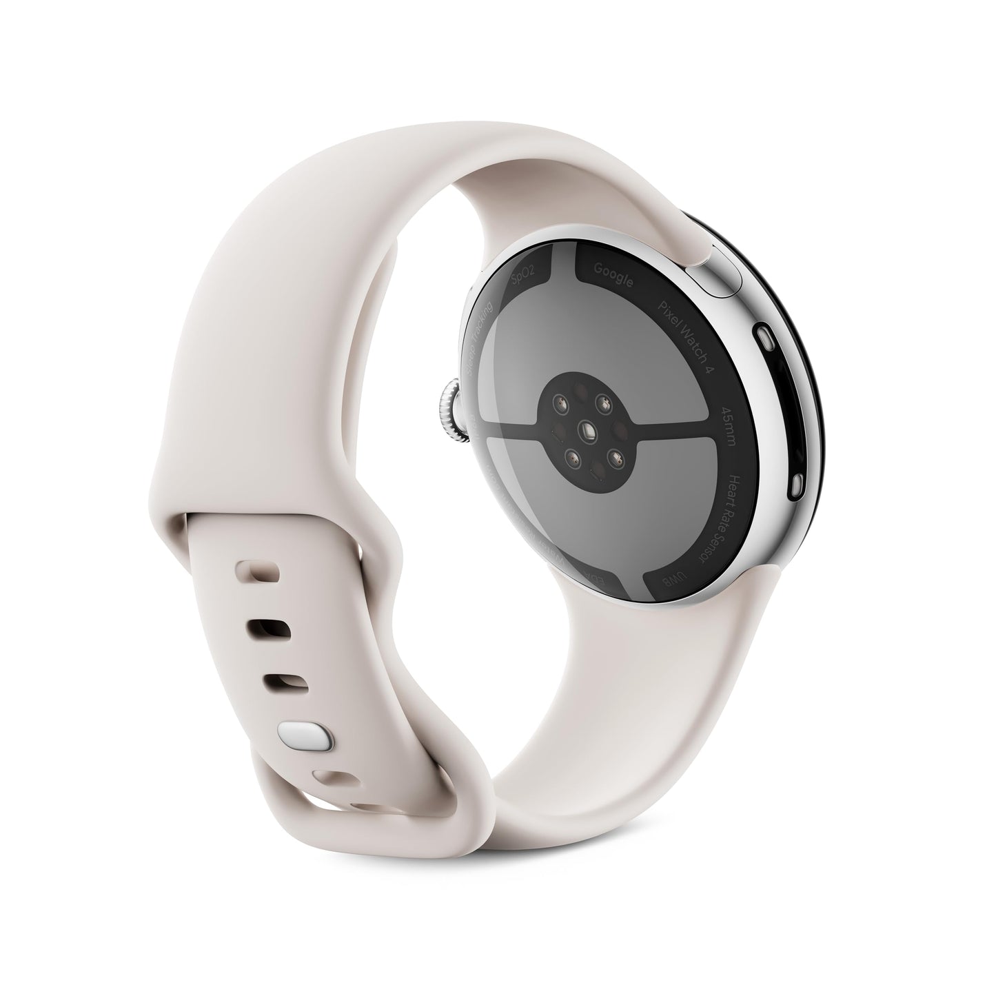 Google Pixel Watch 4 (45mm) - Android smartwatch with comprehensive health and fitness tracking and Gemini support - Polished Silver aluminum body - Porcelain sports band - LTE