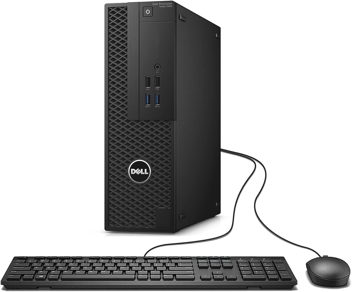 Dell Precision Tower 3420 SFF Desktop PC, Intel Core i7-6700, 8 GB RAM, 256 GB SSD, WiFi, Bluetooth, US Layout, Windows 11 Pro (Refurbished)