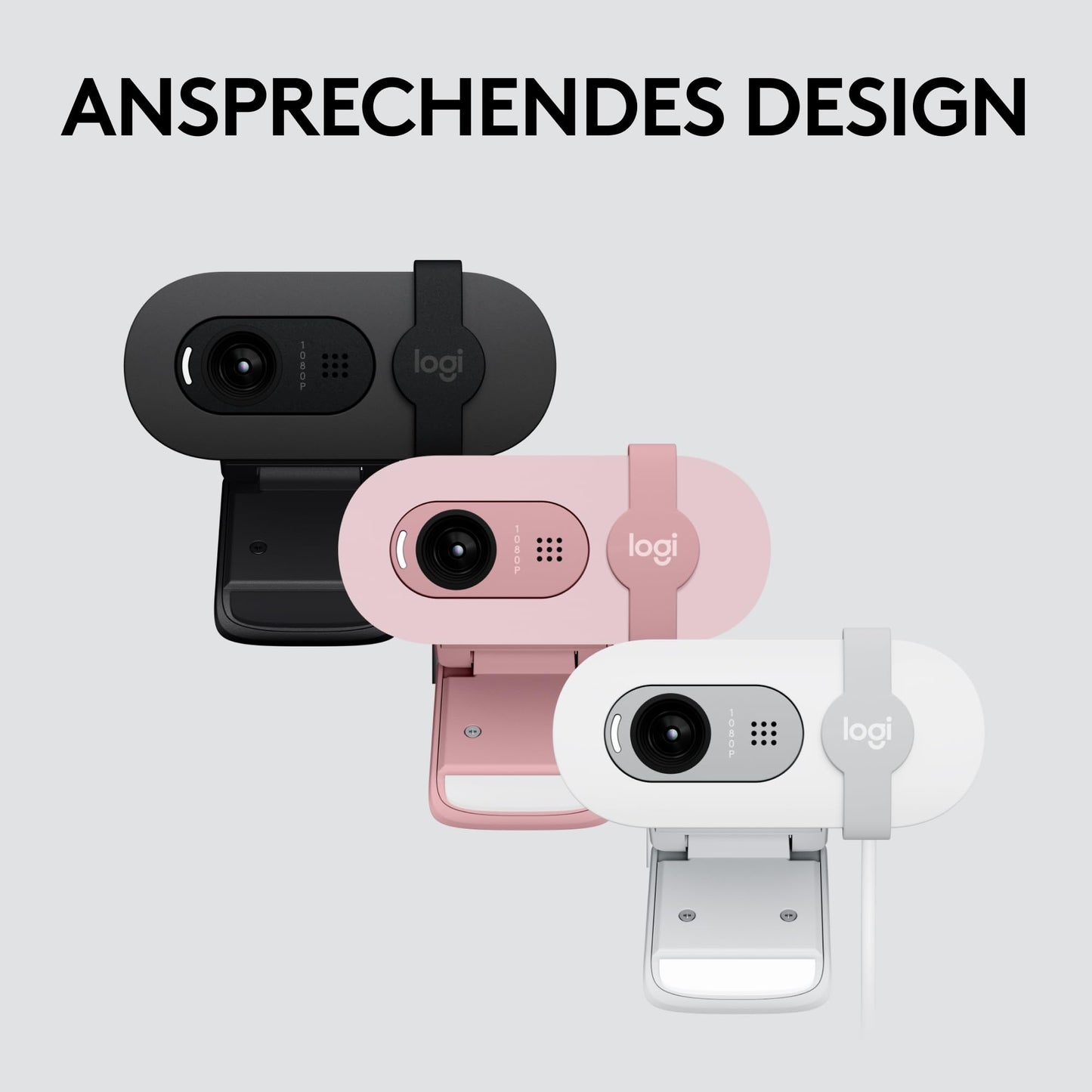 Logitech Brio 100 Full HD Webcam for Meetings and Streaming, Auto Light Balancing, Built-in Microphone, Cover Panel, USB-A, for Microsoft Teams, Google Meet, Zoom and More - Pink - 960-001623