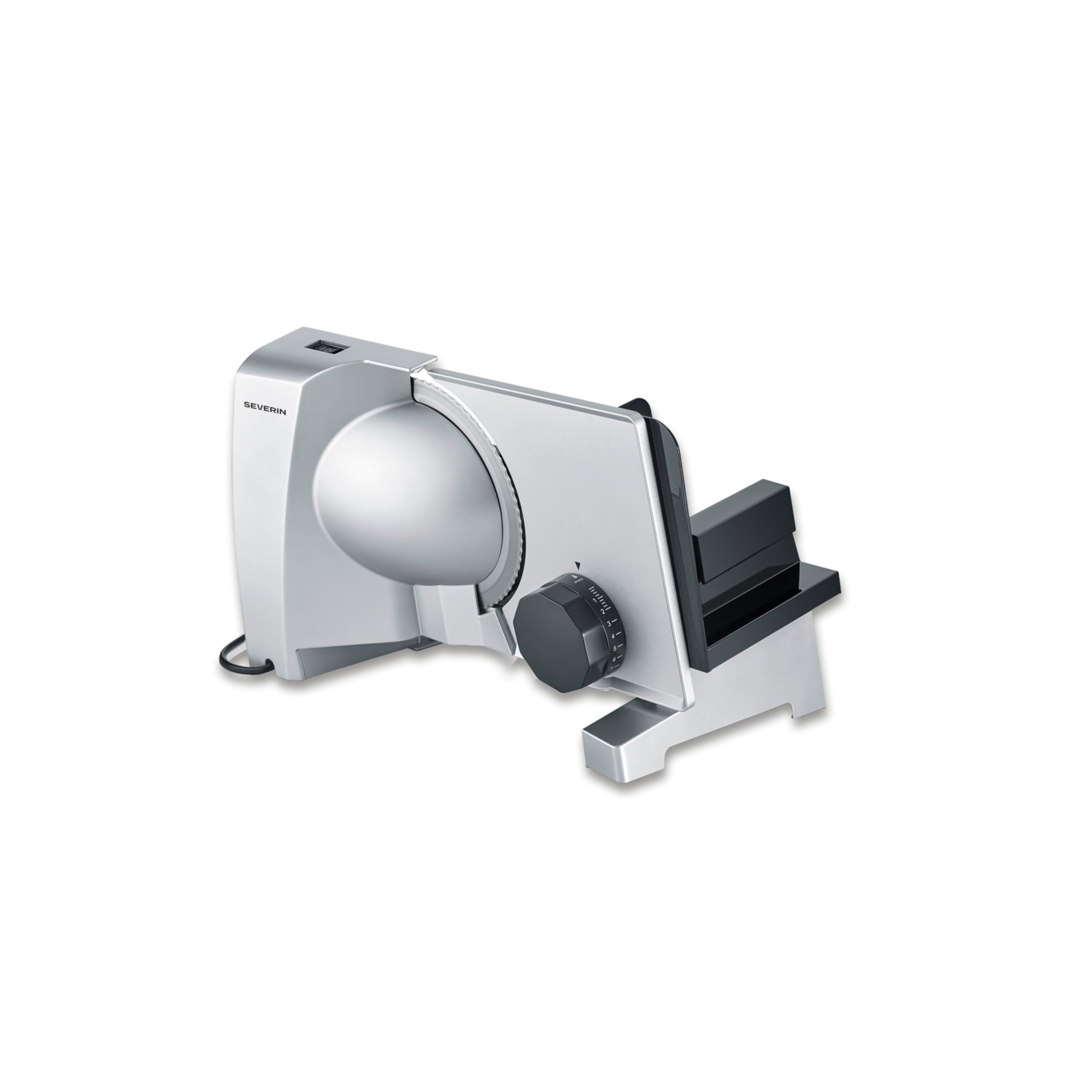Severin all-purpose slicer for bread or cold cuts, bread slicer with infinitely adjustable cutting thickness, 0-23 mm, German quality, slicer with metal housing, 130 W, gray, AS 3917