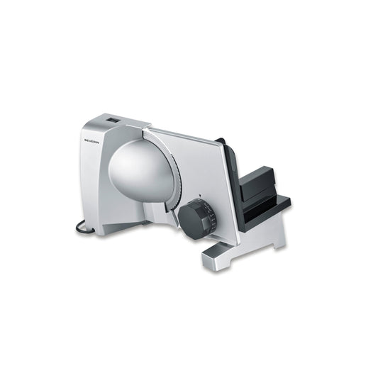 Severin all-purpose slicer for bread or cold cuts, bread slicer with infinitely adjustable cutting thickness, 0-23 mm, German quality, slicer with metal housing, 130 W, gray, AS 3917