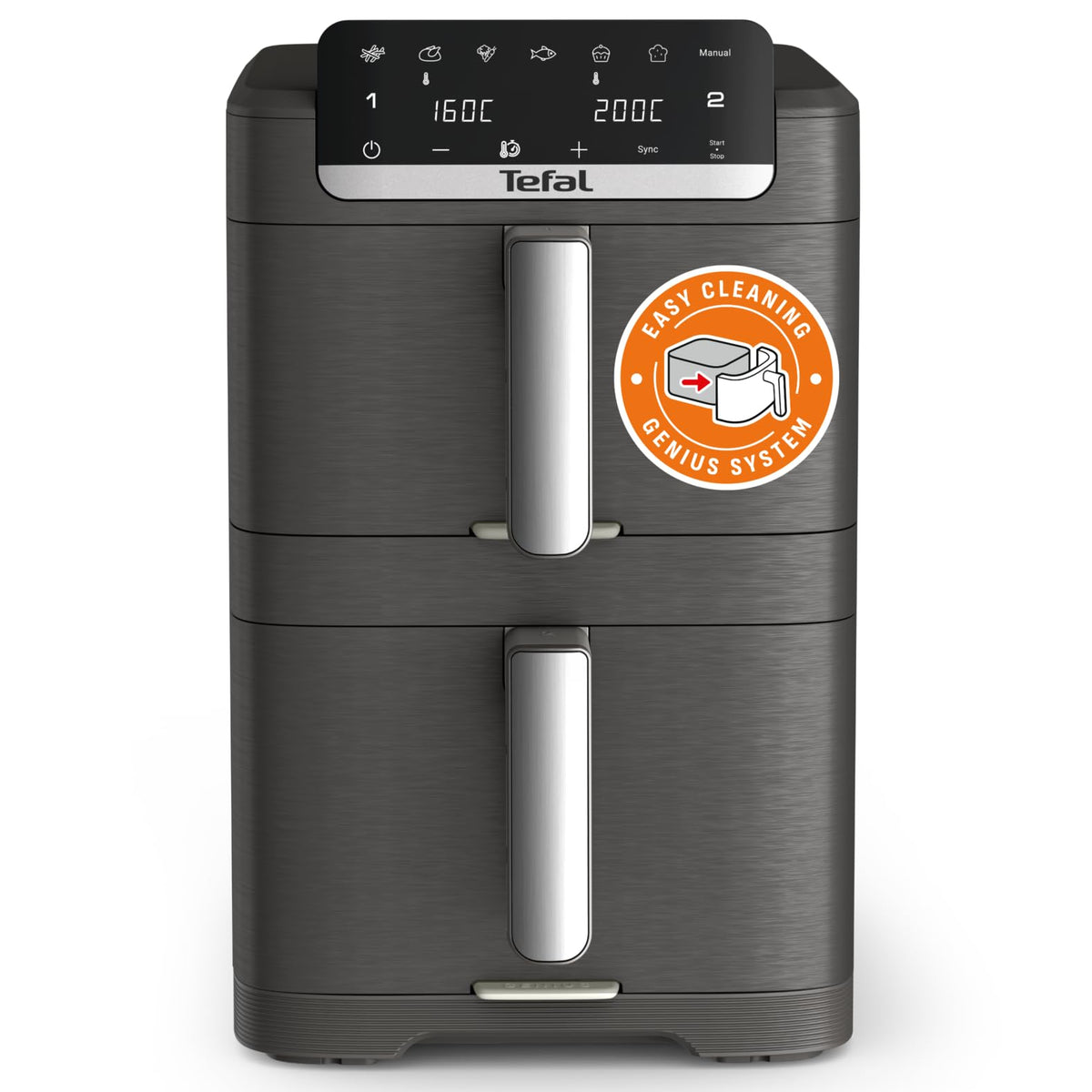 Tefal Easy Fry Crispy Stack friteuză cu aer cald cu două camere, 6 programe - EY756HG0