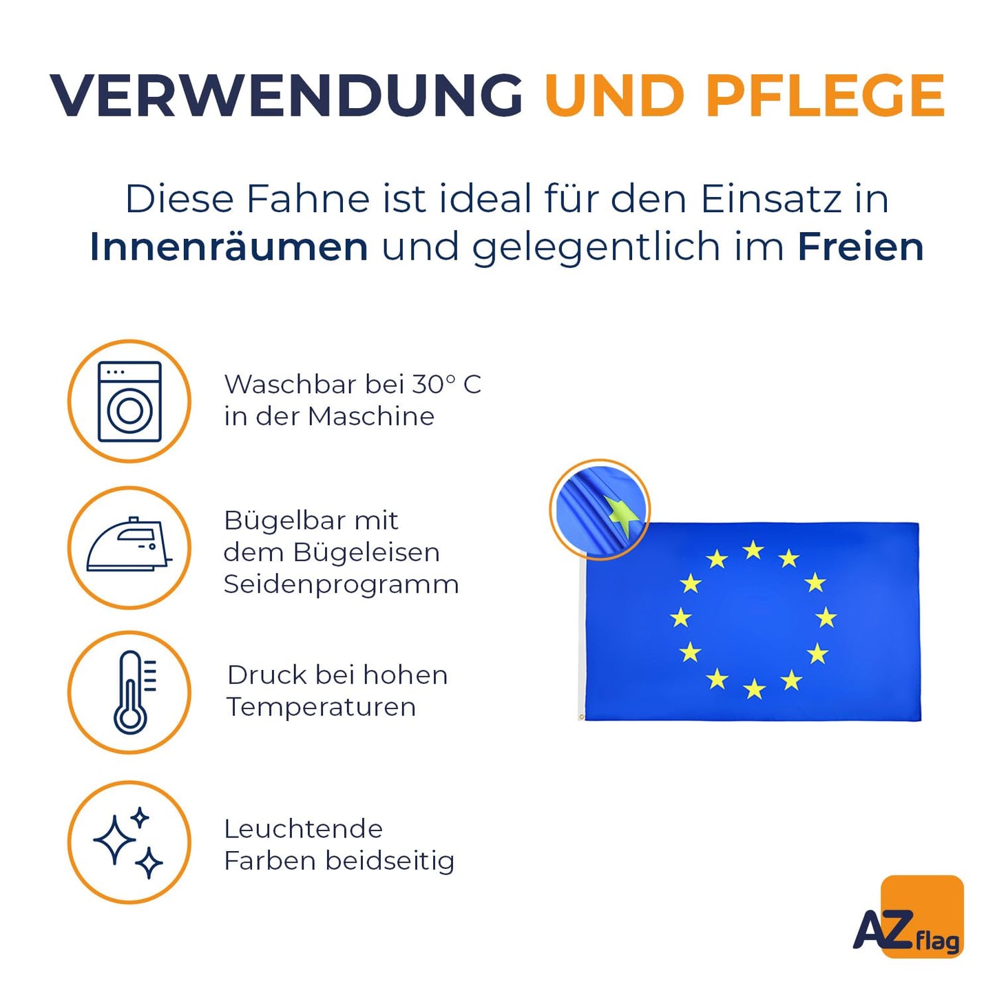 AZ FLAG - European Union Flag - 250x150 cm - Europe Large Flag 100% Polyester with Brass Eyelets - 300g - K_298