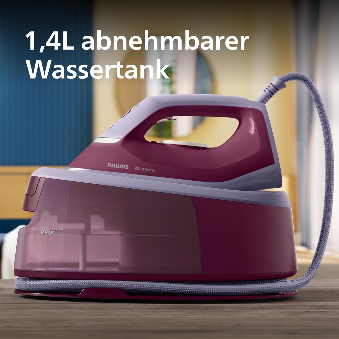 Philips Steam Iron Station Series 3000, Red, 2400W - PSG3001/30
