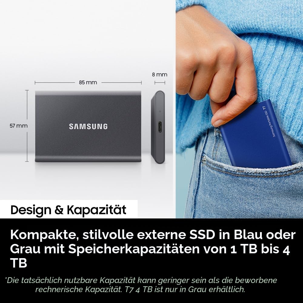 Samsung Portable SSD T7 2TB USB 3.2 Titan Gray (MU-PC2T0T/WW)
