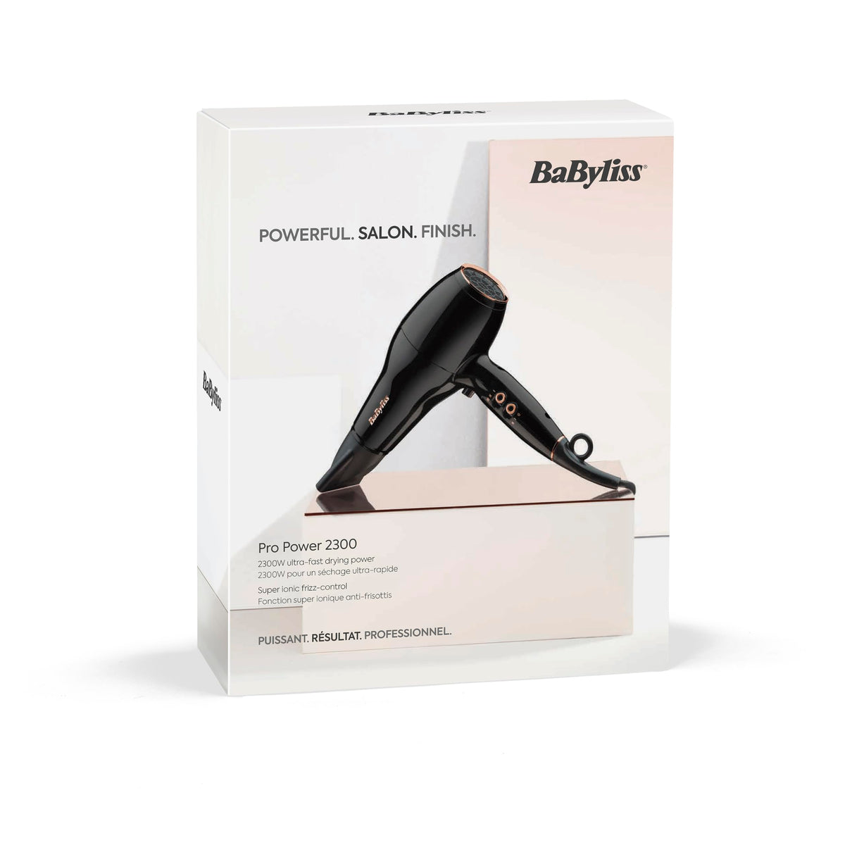 BaByliss Hair Dryer Pro Power – Powerful 2300W Hair Dryer, Professional Salon AC Motor, Anti-Frizz Ion Technology, 3 Heat Settings & 2 Speed Levels, Black, D5245E