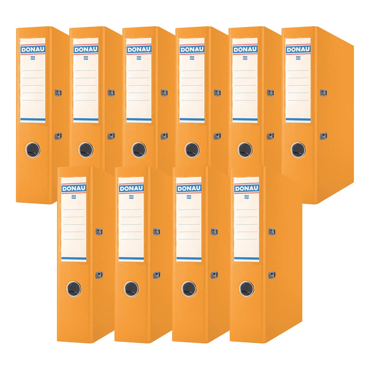 Donau Premium Wide Folder Pack of 10/DIN A4/7.5 cm/10 Pieces/Orange/Plastic Cover PP/Carton Paper Slot Folder Office Folder File Ring Binder/Green Dot - 3975001PL-12