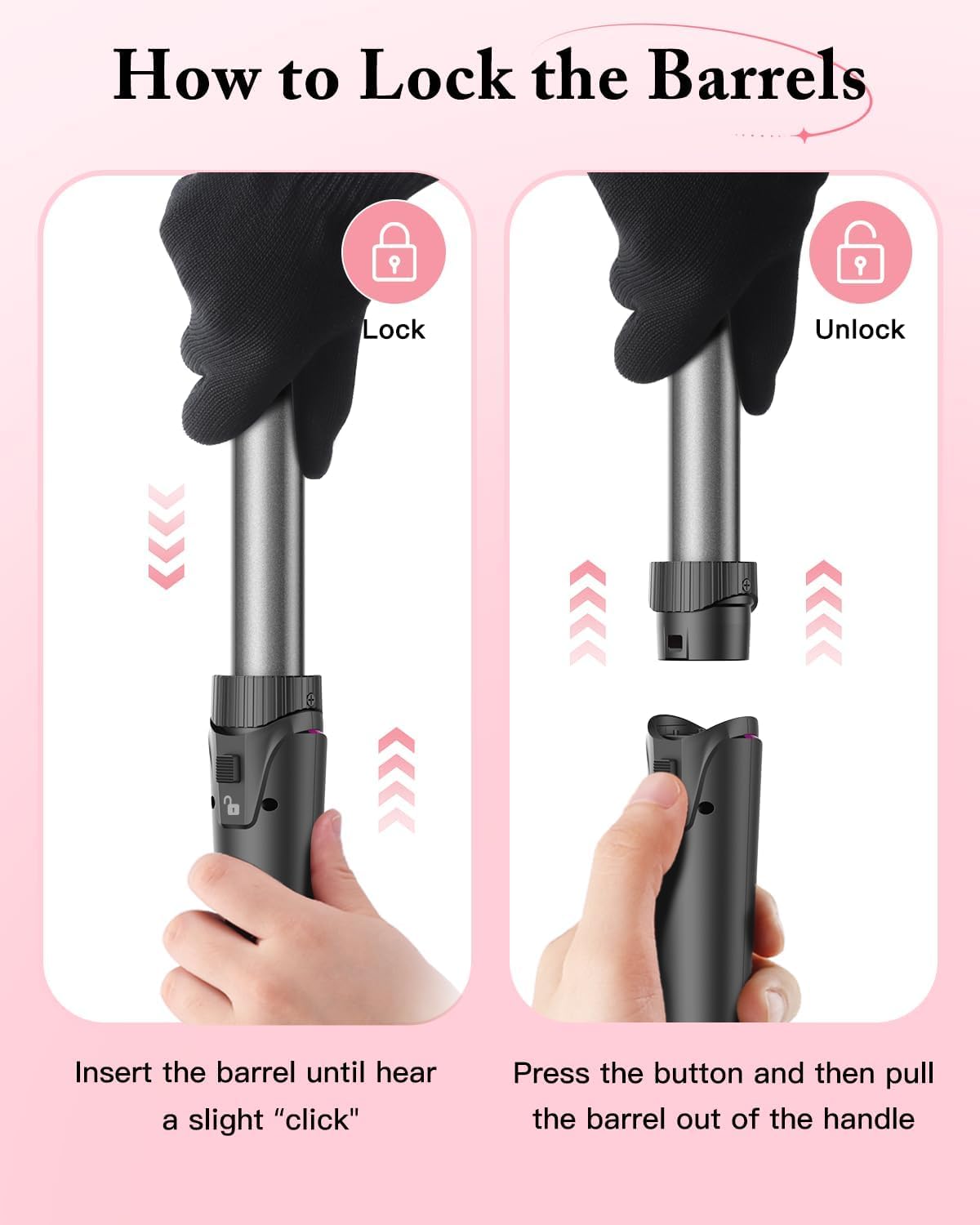 BESTOPE PRO curling iron curling iron 3 barrels wave iron 5 in 1 - curling iron set 3 barrels for large waves, temperature setting, quick heating and a glove, 2 clips, gray - MD-J18