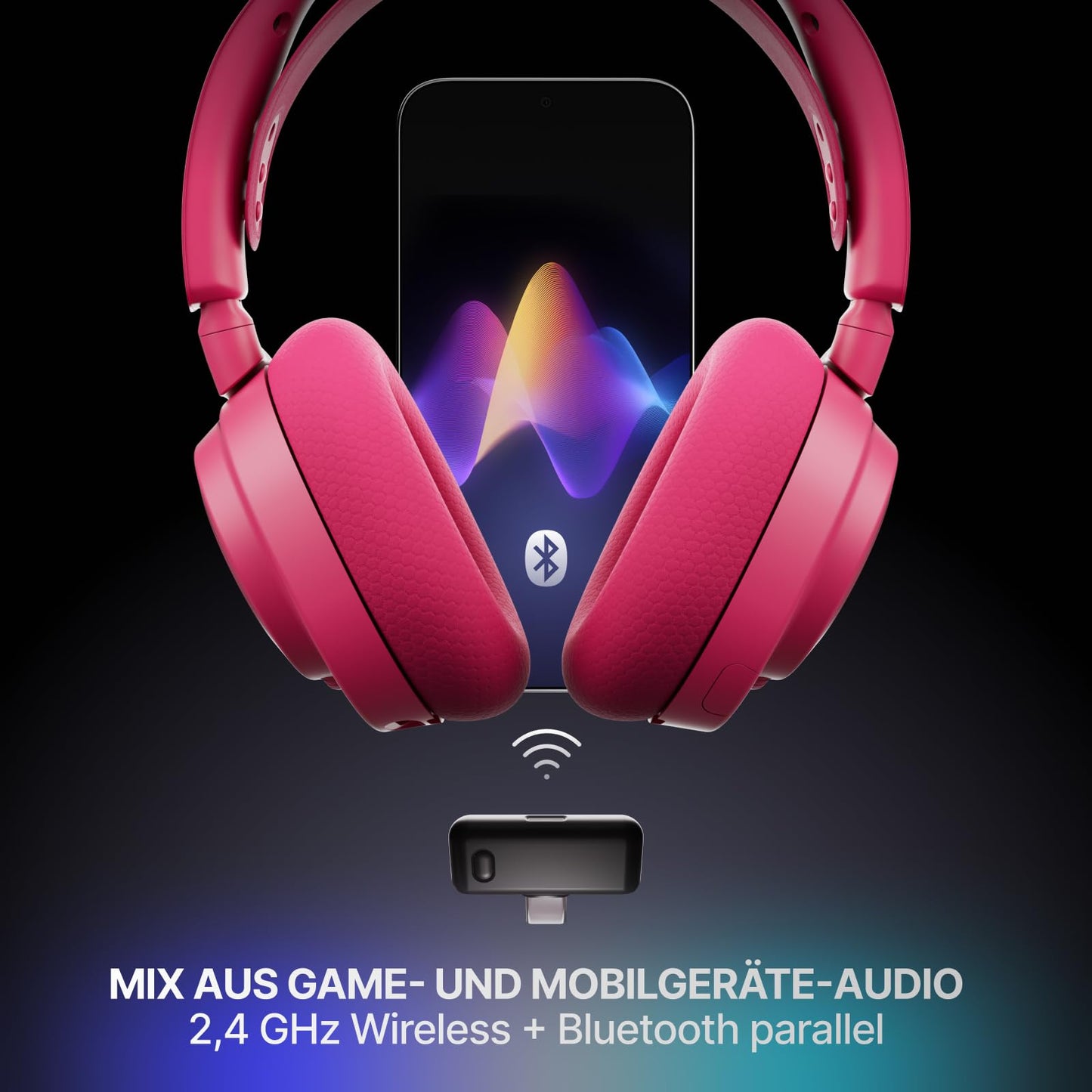 SteelSeries Arctis Nova 7P Wireless Gen 2 - PS5 Headset - Gaming Headset Wireless - App Control - Over 50 Hours Battery & Quick Charge Function - 2.4 GHz + Bluetooth - For PlayStation, PC & More - Magenta - 61746