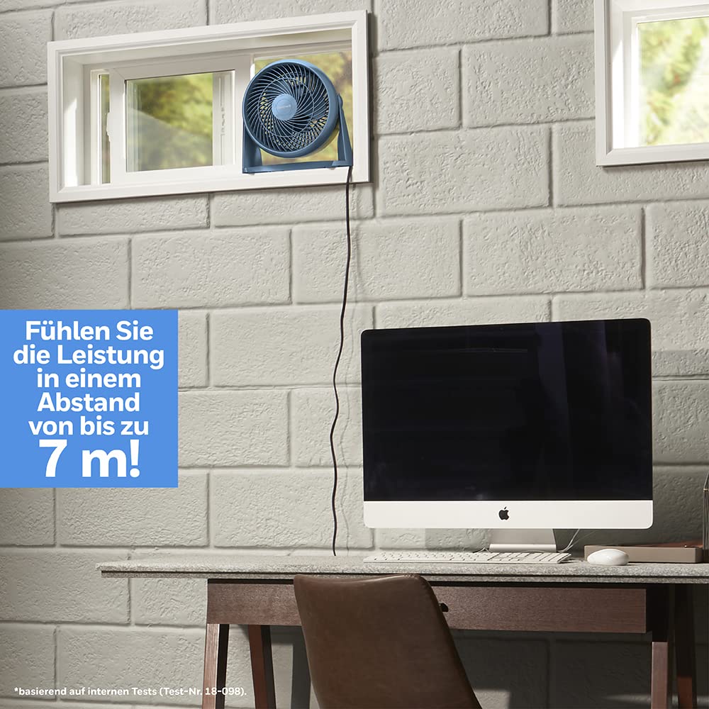 Honeywell TurboForce turbo fan - blue version (low-noise cooling, adjustable tilt angle up to 90°, 3 speed settings, wall mounting, table fan) HT900NE4