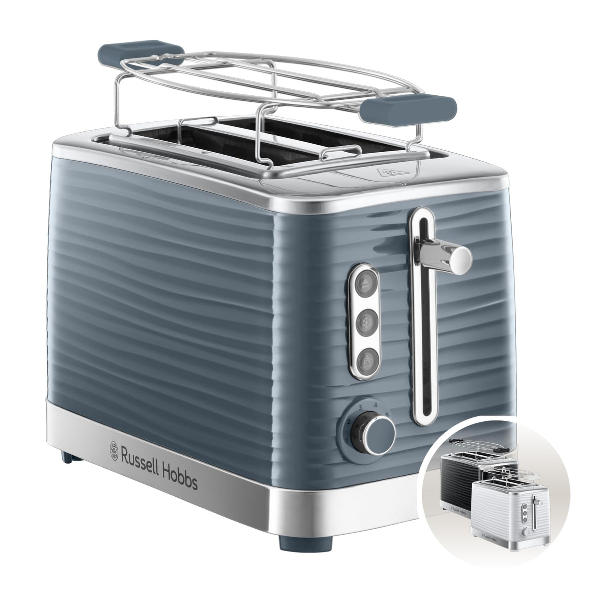 Russell Hobbs Toaster Inspire, Gray, 2-Slice, Glossy Finish - 24373-56