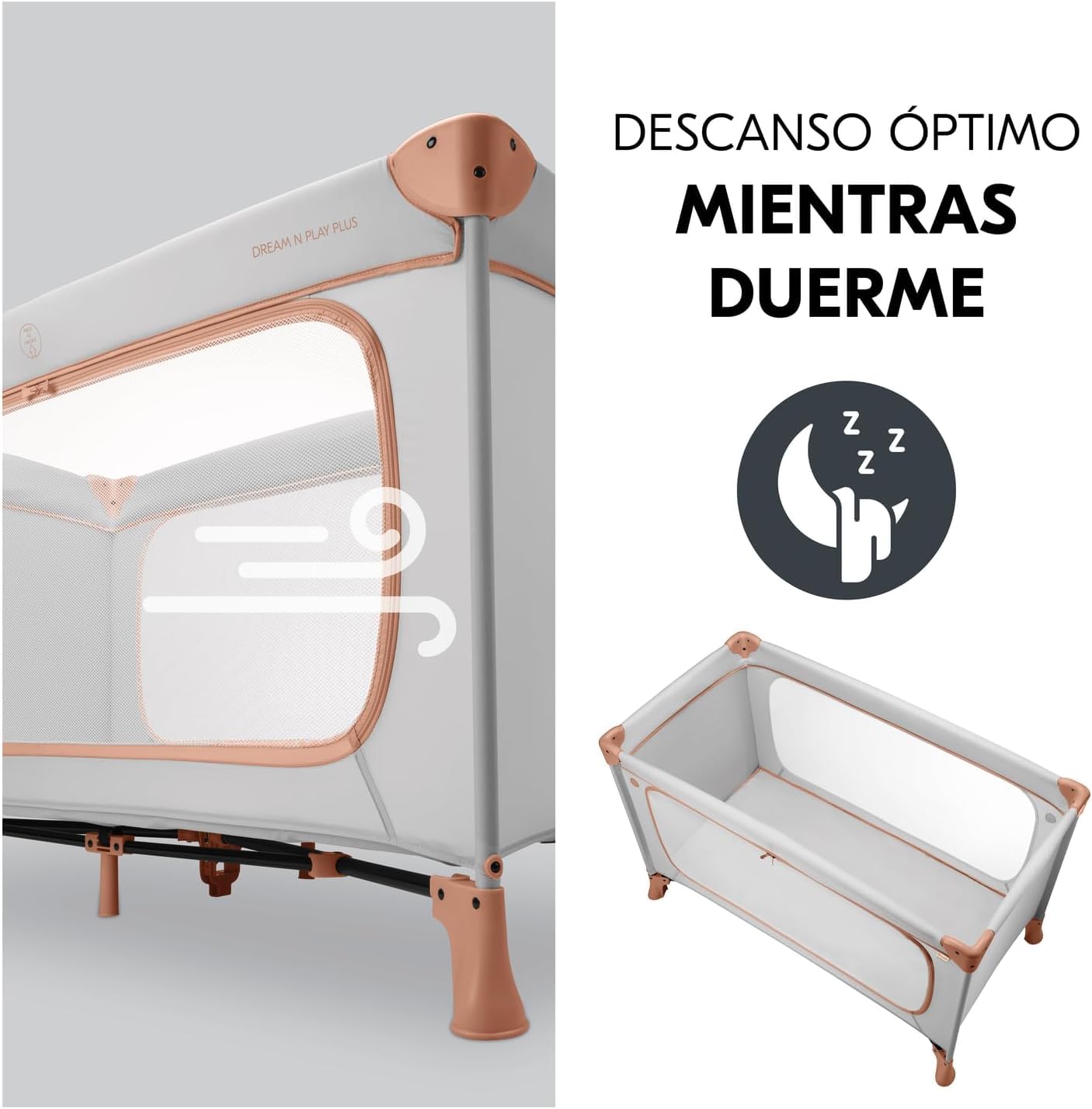 hauck travel cot baby with XL play opening, Dream N Play Plus Dusty Cork - 601006