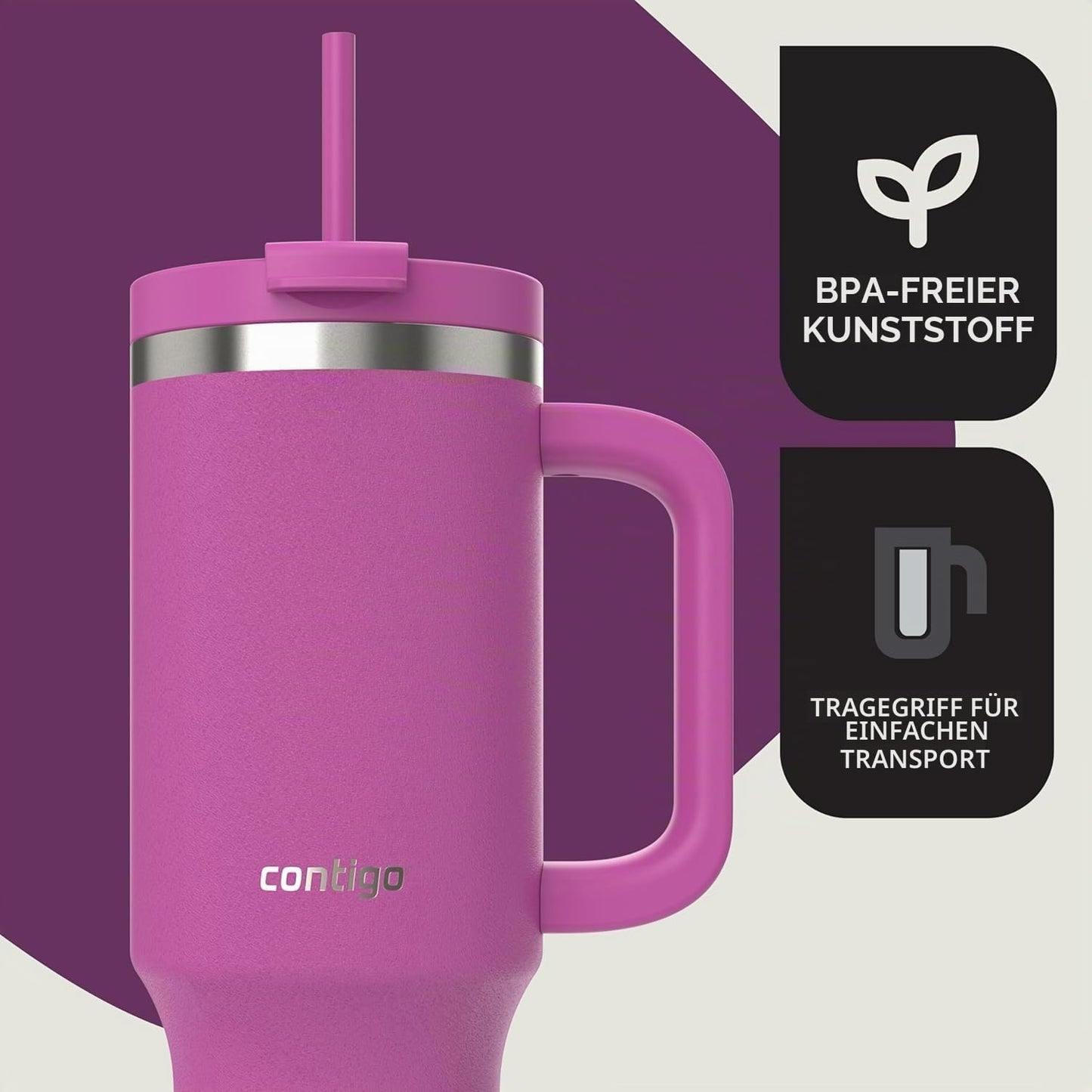 Contigo thermos bottle 1200 ml with handle and straw | Stainless Steel Insulated Thermal Drinking Bottle with Lid | Cools for 29 hours | Travel Mug | Thermo mug | | Galactic - 2201793