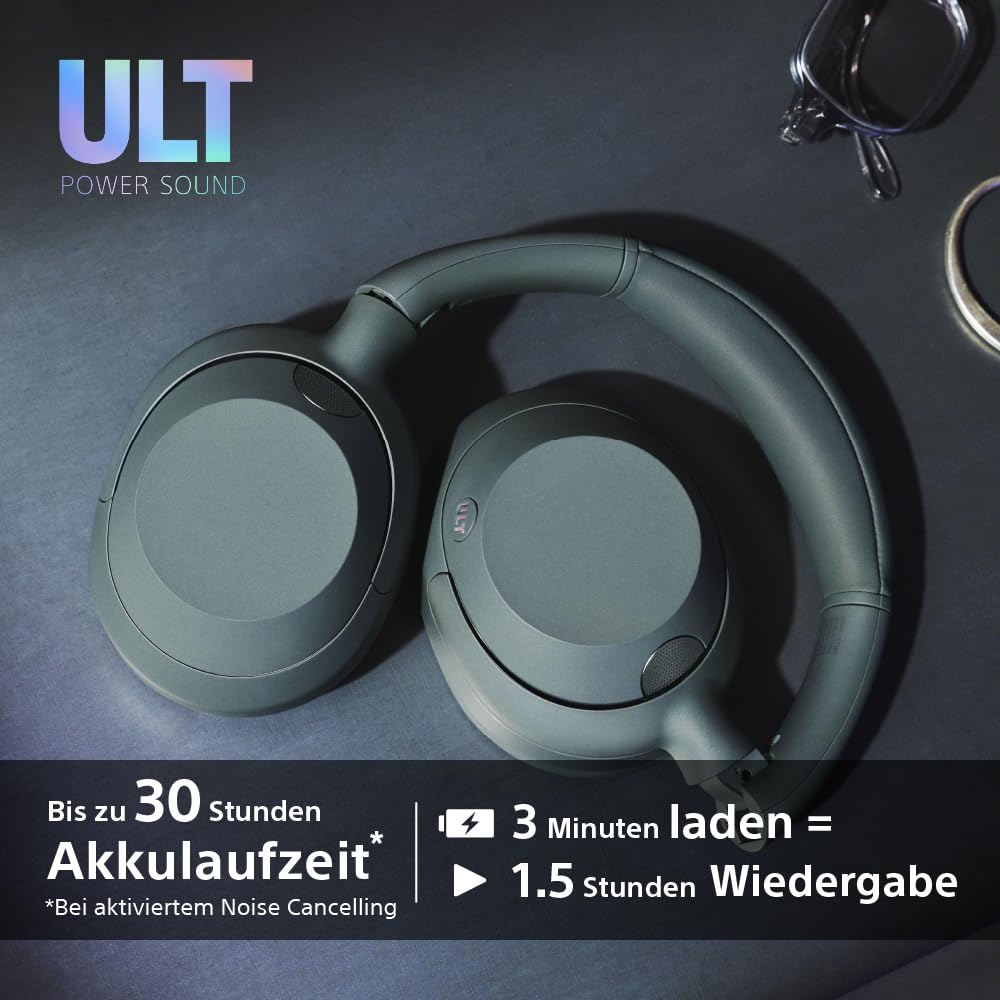 Sony ULT WEAR - Wireless headphones with noise canceling, ULT power sound, ultimate deep bass, same processor as WH-1000XM5, clear calls, 30 hours of battery life, iOS and Android - Black - WHULT900NB.CE7