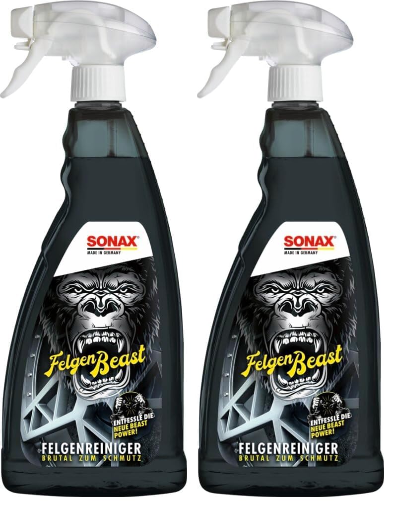 SONAX FelgenBeast (1 litru) de curățat jante pentru toate jantele lustruite, cromate și mate din oțel și aliaj ușor | Art nr. 04333000 (pachet de 2)