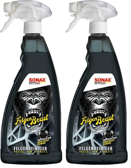 SONAX FelgenBeast (1 litru) de curățat jante pentru toate jantele lustruite, cromate și mate din oțel și aliaj ușor | Art nr. 04333000 (pachet de 2)