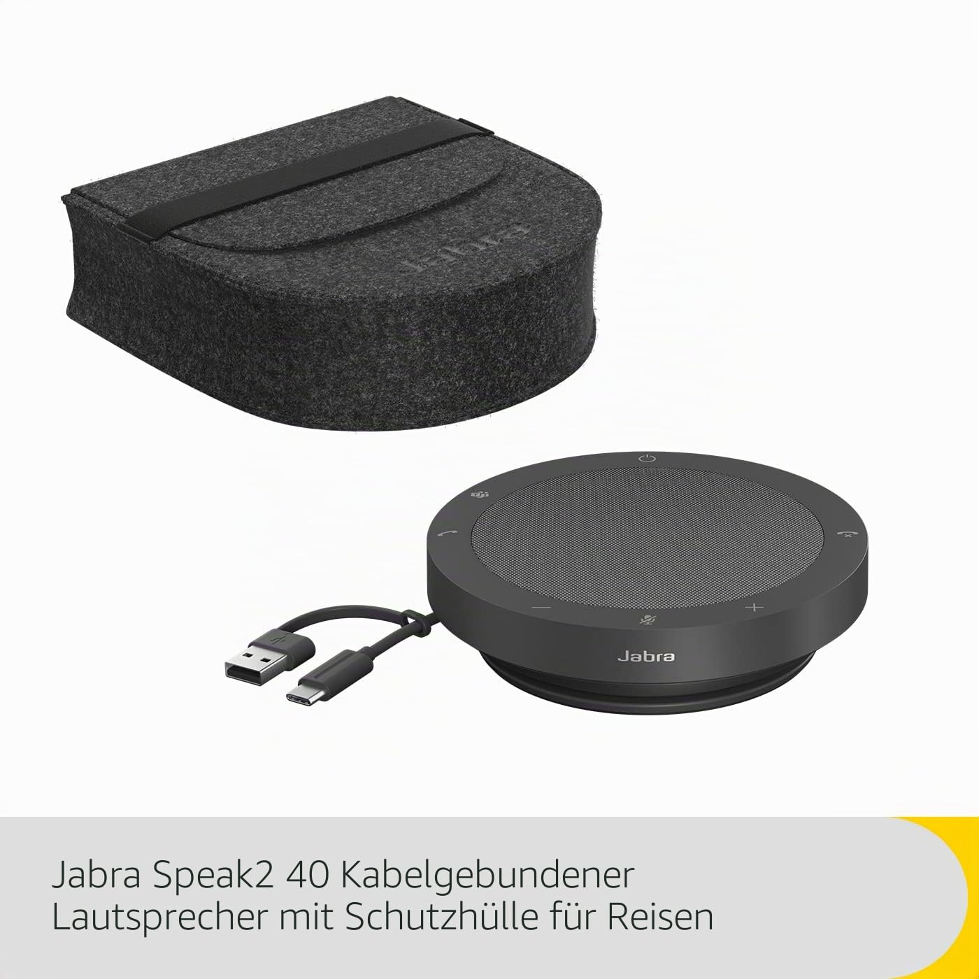 Jabra Speak2 40 Portable Handsfree Solution, 4 Noise Canceling Microphones, 50mm Full Range Speaker, with USB-A and USB-C, MS Teams Certified, Dark Gray - 2740-109