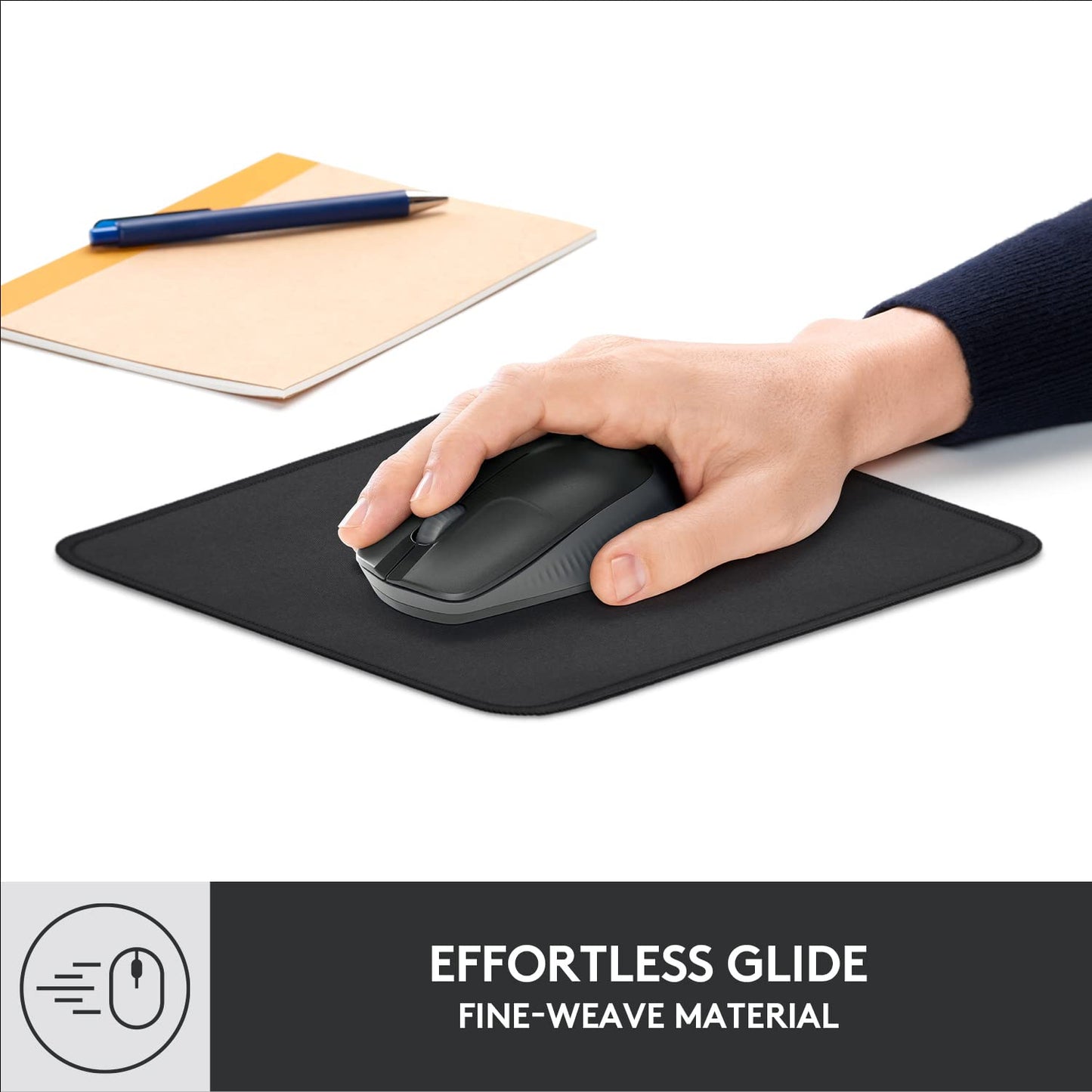Logitech Mouse Pad - Studio Series, Computer Mouse Pad with Anti-Slip Rubber Base, Easy Gliding, Splash-Proof, Durable Materials, Portable, Fresh Modern Design - Gray - 956-000049