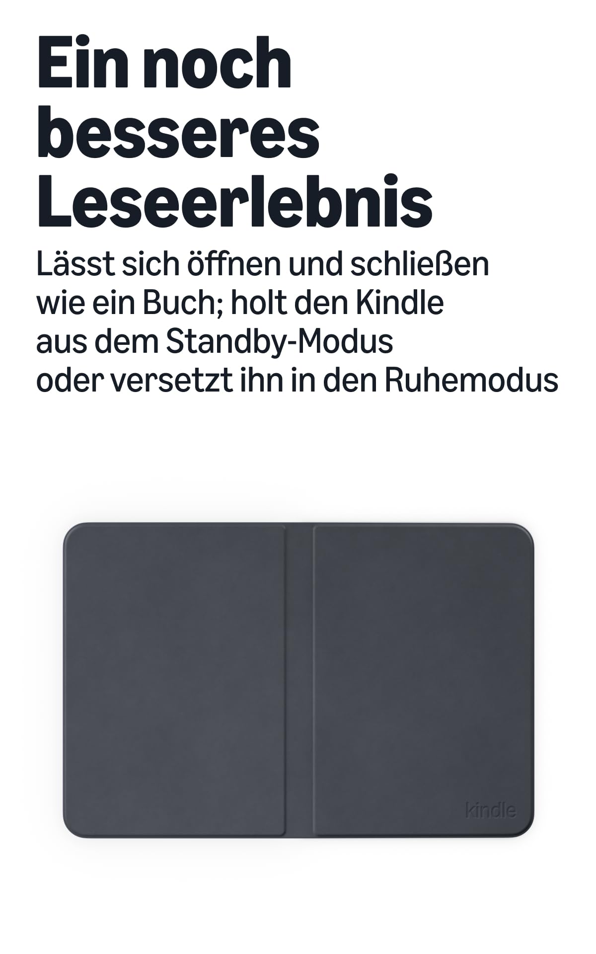 The new slim case for Amazon Kindle in an aluminum design, featuring magnetic attachment, lightweight, foldable protective cover, sustainably designed with plant-based materials. - 53-106803