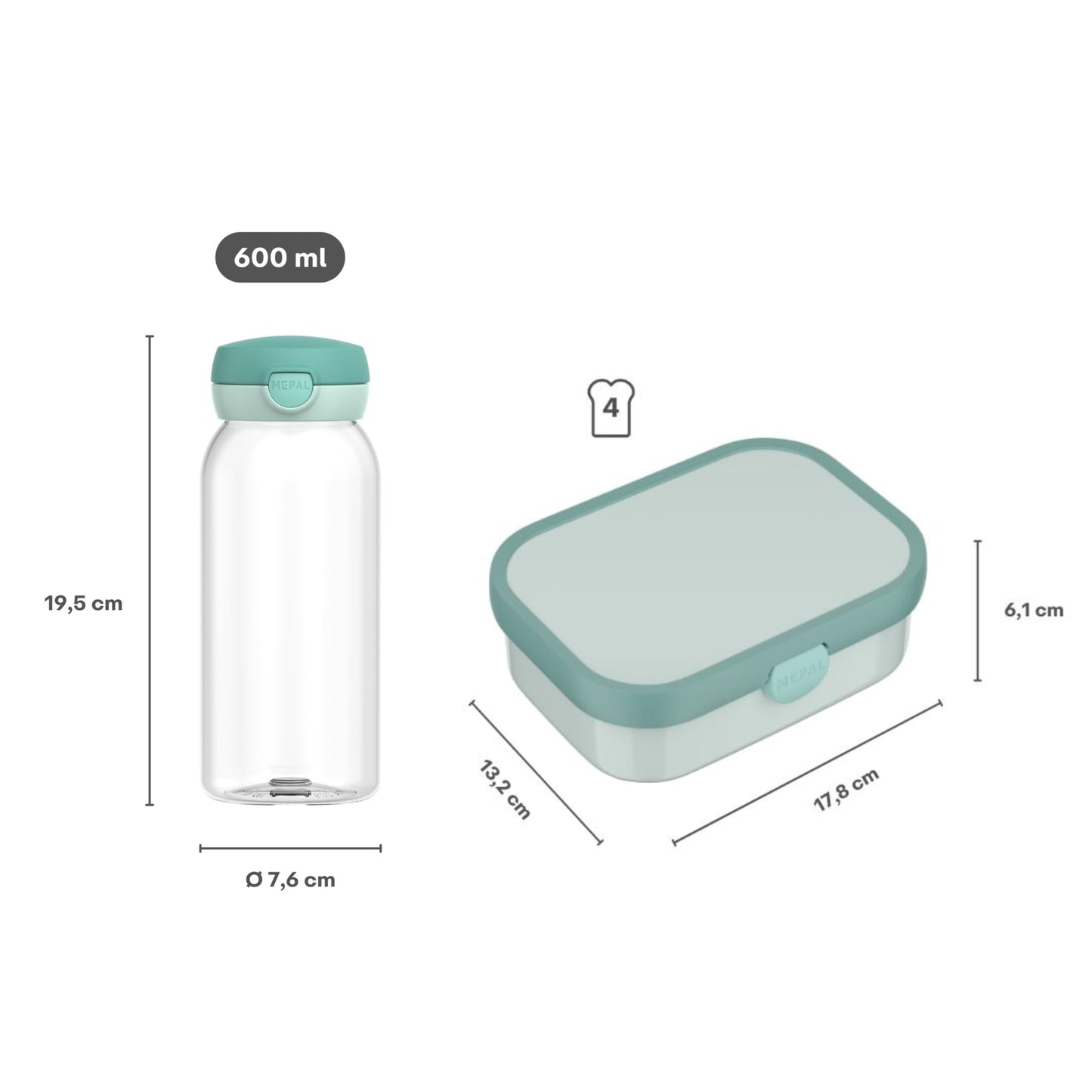 Mepal - Campus break set - Set for children with drinking bottle with hinged lid & lunch box - Lunch set for school or on the go - Dishwasher safe - 600 + 750 ml - Paw Patrol Pups - 107485165400